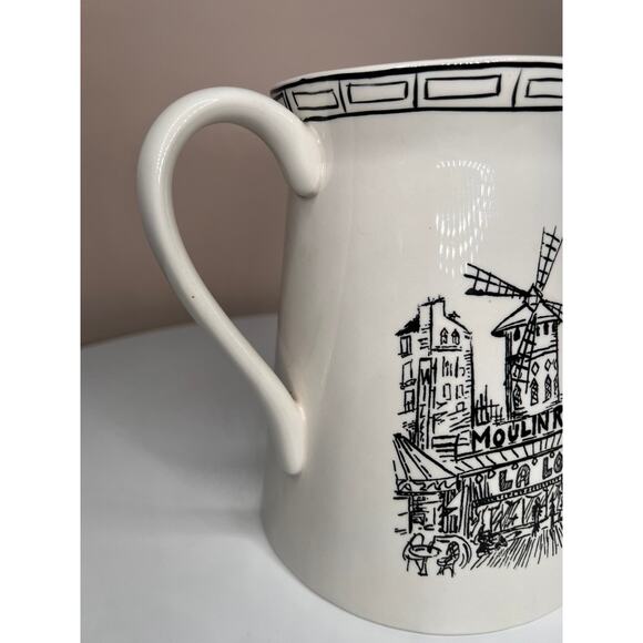 MIKASA Parisian Scenes 64 Oz Pitcher Eiffel Tower Moulin Rouge KT534 - Picture 4 of 7